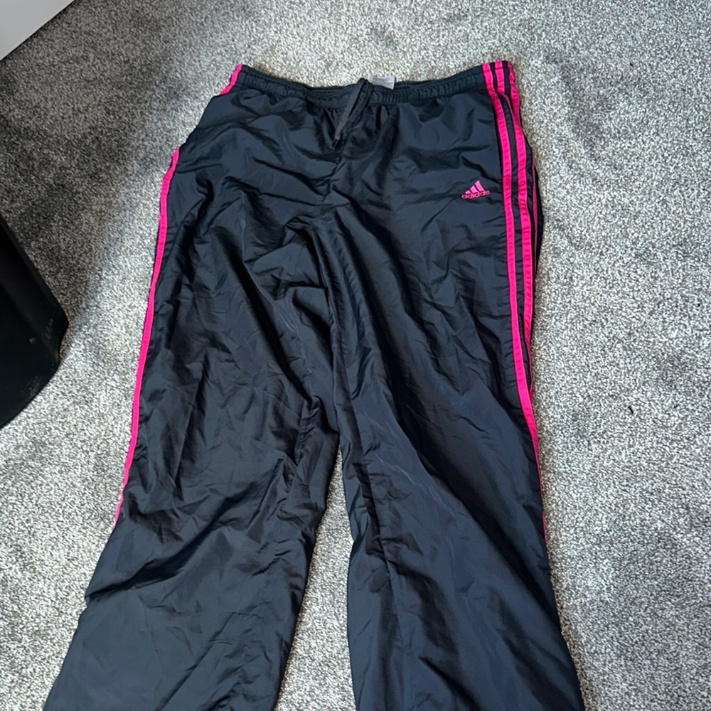 Adidas Black and Pink Sweatpants with Elastic Waistband